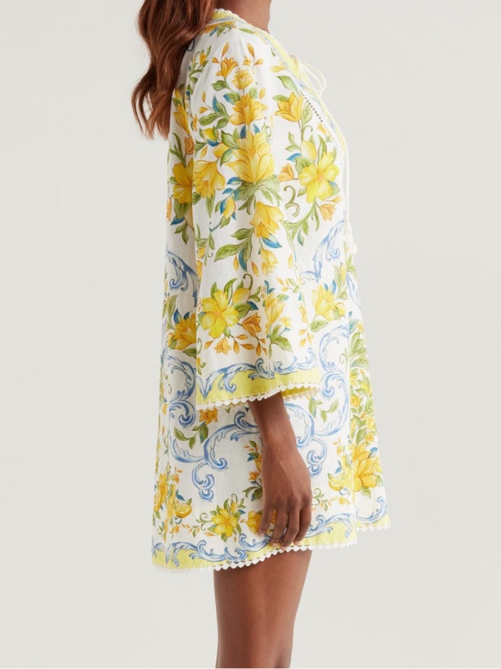 FARM Rio Sicily Floral Linen Blend Cover-Up Minidress NWT Size XS - Picture 3 of 10